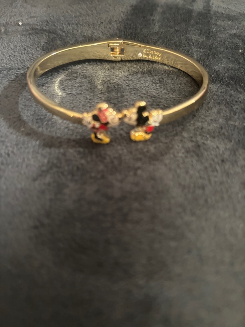 Gold-Tone Character Bangle Bracelet with Red and Black Enamel Accents